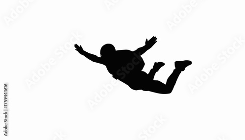 Dynamic silhouette of a skydiver soaring through the air, perfect for adventure themes now