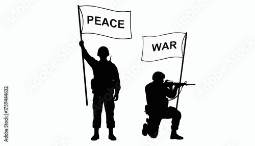 Powerful symbol of peace versus war featuring soldiers, flags, and stark contrast concept