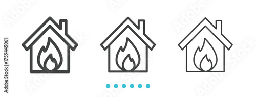Fire insurance icon. Thin line icon vector