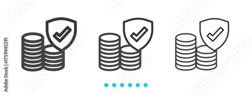 Money insurance icon. Thin line icon vector