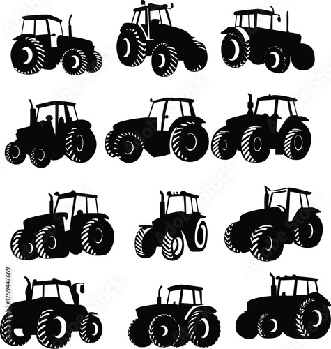Heavy Farm Equipment Silhouette Vector Artwork