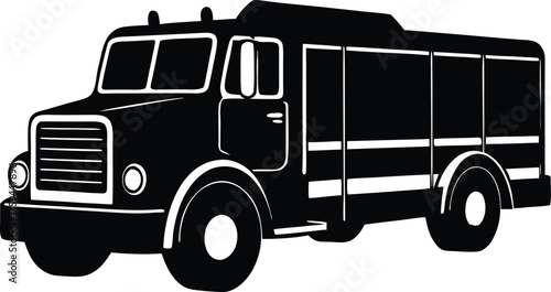 Emergency rescue truck icon. Isolated firefighter vehicle silhouette