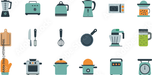 Kitchen Appliances and Utensils Flat Icons blender