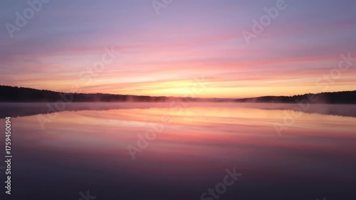 Wallpaper Mural Beautiful summer sunset landscape of sun and clouds reflecting on calm river and lake water Torontodigital.ca