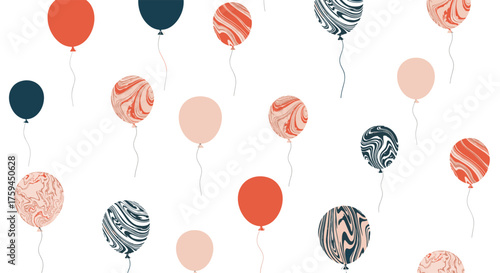 A collection of colorful balloons floating gracefully against a pristine white background.