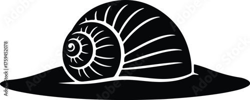 Vector Snail silhouette crawling slowly in black and white illustration