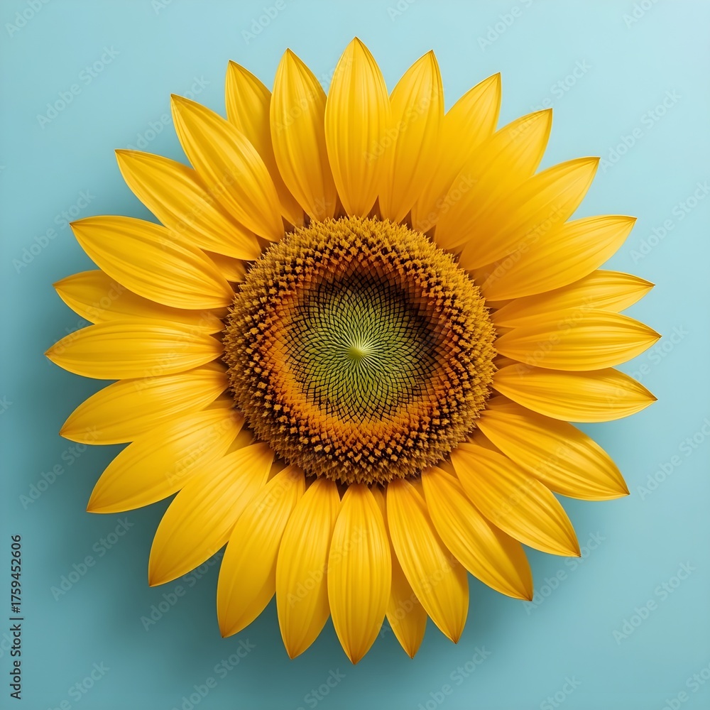 Fototapeta premium Vibrant sunflower bloom radiates warmth and natural beauty against a clean, bright backdrop