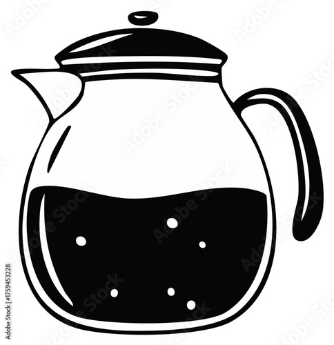 Simple line art drawing of a classic coffee carafe filled with hot liquid