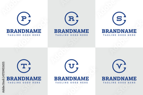 Letters CP CR CS CT CU CV Monogram Logo Set, for PC RC SC TC UC VC initials