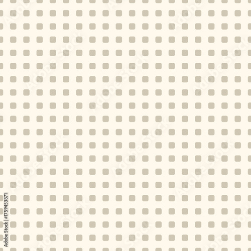 Vector seamless pattern with sand-colored rounded squares on a clean ivory background. Perfect for minimalistic, natural, or contemporary creative projects.