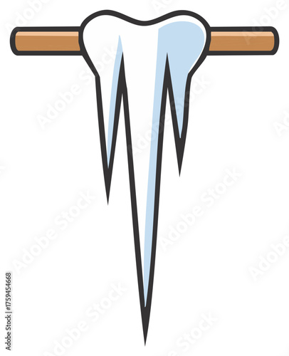 Cartoon illustration of a frozen tooth shaped like an icicle a concept for dental cold sensitivity