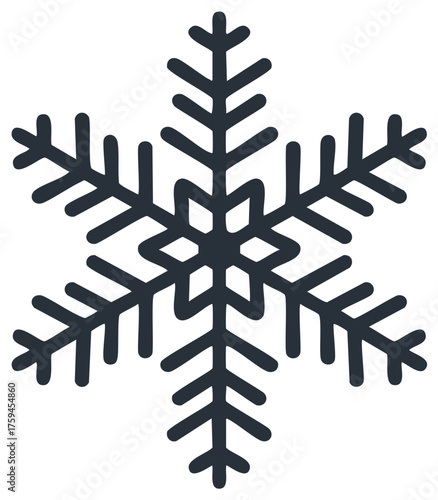 Minimalist hand-drawn style snowflake illustration, a simple symbol of winter and holidays