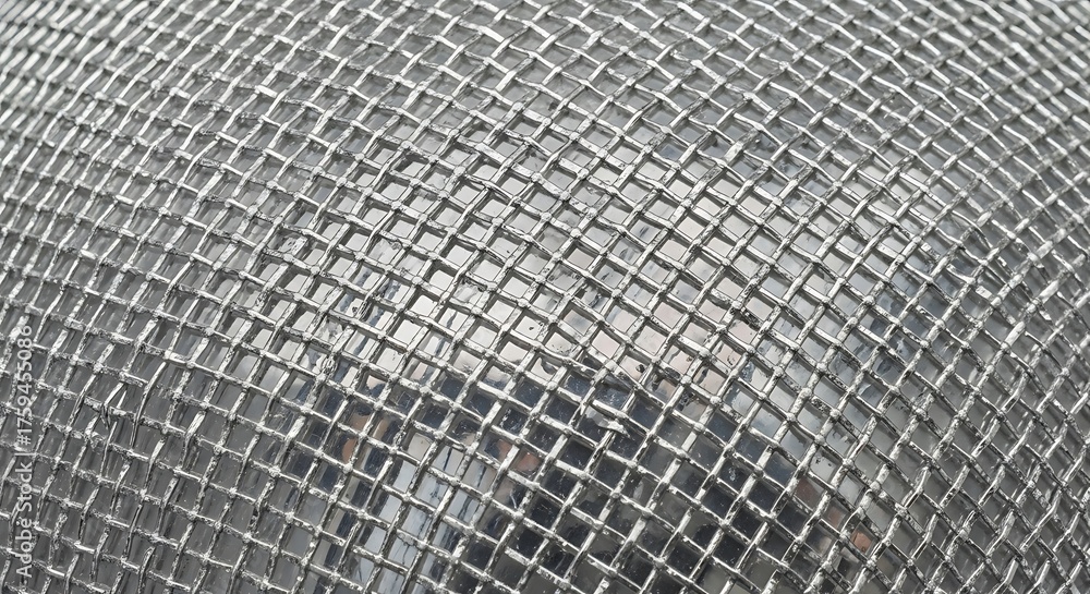 Fototapeta premium Close-up of Woven Metal Mesh with Square Openings.