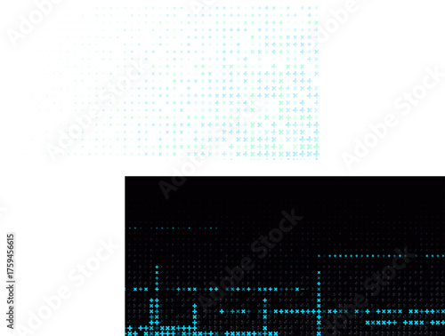 Medical healthcare medtech innovation background. Teal cross data grid for diagnostics dashboards, biotech reports, pharma, telemedicine. HealthTech, Medical technologies. Vector illustration