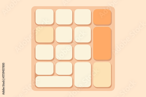 Vector simple numeric shapes colors soft isolated illustration minimal keypad section