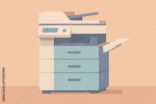 Large geometric laser shapes simplified office printer pastel drawn vector illustration output