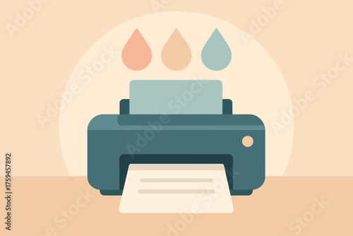 Design printer vector pastel symbols illustration above geometric it droplet