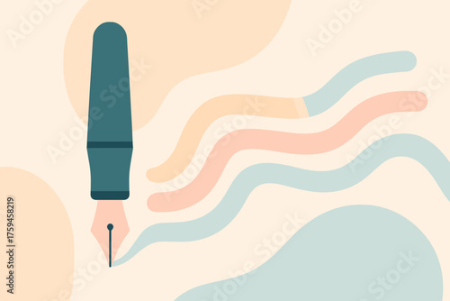 Beside pastel pen illustration calligraphy abstract geometric vector flow flowing nib
