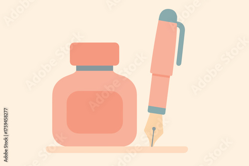 Minimalist pastel pen ink vector beside geometric illustration bottle it tones