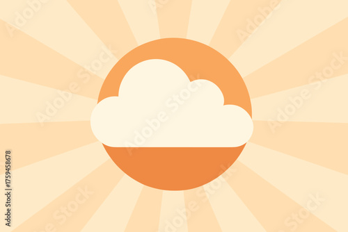 Sun vector background cloud over minimal soft stylized flat illustration hovering