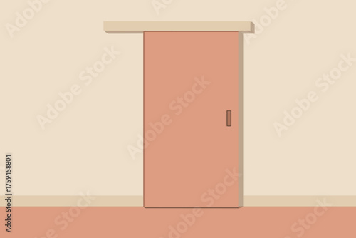 Pastel interior illustration minimalist wall minimal simple sliding flat vector door
