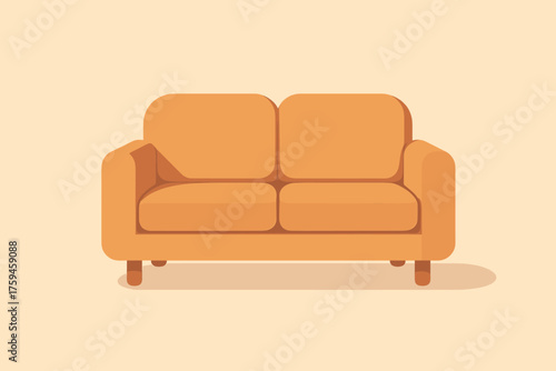 Simple clean minimalist soft vector rounded placed cushions pastel sofa illustration