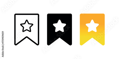 Favorite Bookmark Icon, Star Ribbon UI Symbol for Web and Mobile