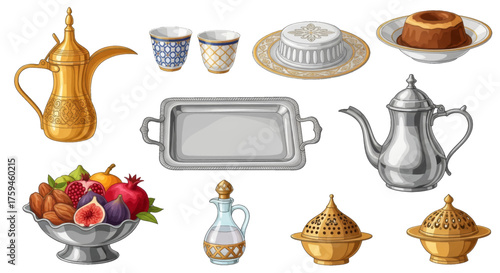 Eastern Coffee and Delicacies A Still Life of Traditional Arab Hospitality