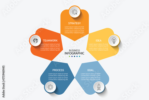 Business processes. Timeline infographic with 3 steps, options. Vector graphics.
