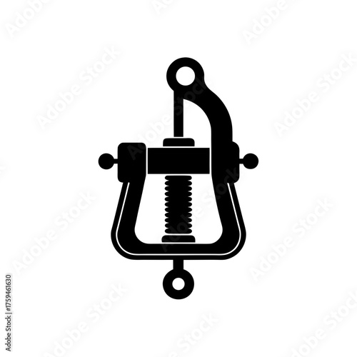 Illustration of a mechanical press on transparent background silhouette