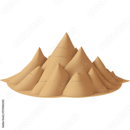 A layered vector scene where each mountain layer is a different, uniform paper cutout texture