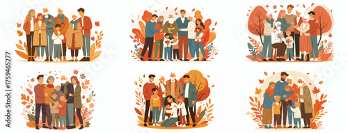 extended family celebrates thanksgiving with hugs full of love