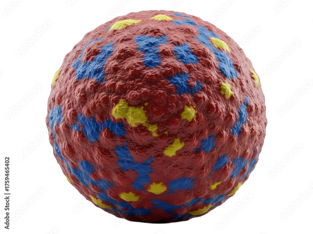 Obraz premium Textured sphere with red, blue, and yellow patches
