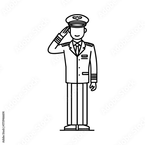Airline pilot saluting confidently, representing professionalism, aviation, and leadership in air travel.