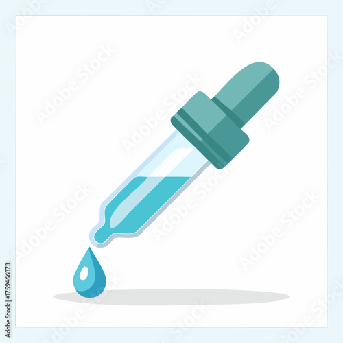 Dropper with Blue Liquid - Science and Medicine Illustration.