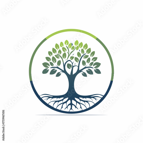 Tree of Life Symbol in Circle.