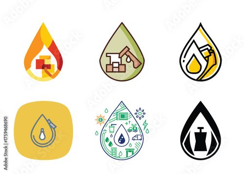 Abstract Fire Drop Icon Design Concept Modern Graphic Element for Energy and Heating Solutions Branding
