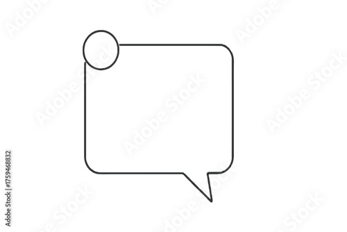 Rounded-corner square with avatar notch 16:9 transparent background Chat bubble, empty for copy