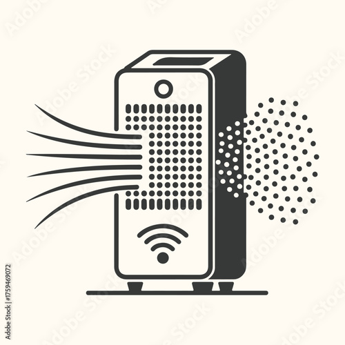 Vector art of smart air purifier with wifi connectivity emitting clean air and purifying the atmosphere