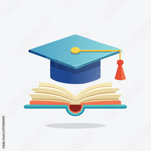 Academic Excellence - Graduation Cap and Open Book Symbolize Education.