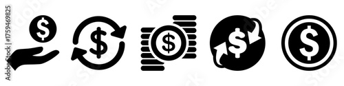 Money icon vector set. finance illustration sign collection. banking symbol.