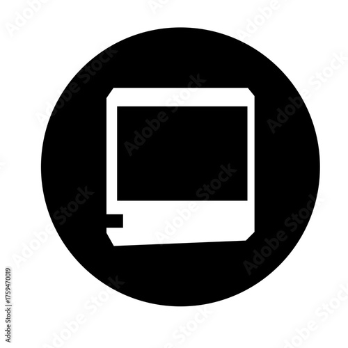 Minimalist black and white icon of a square display monitor or old computer screen. Simple flat vector design for technology, retro devices, and digital concepts.
