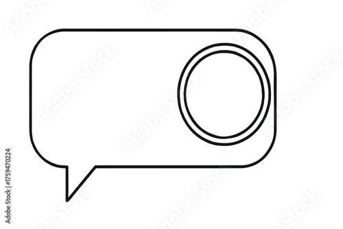 Chat bubble with inset photo-frame circle 16:9 transparent background Chat bubble, empty for copy