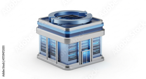 A 3d render of a modern recycling center, showcasing sustainability and environmental responsibility with its design