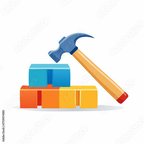 Hammer and Building Blocks Toy Set.
