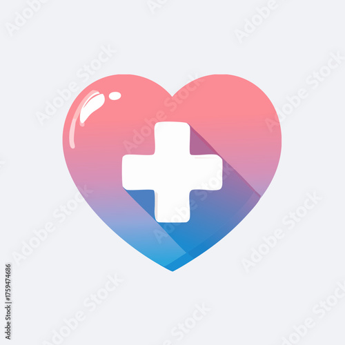 Heart with Medical Cross Symbol for Healthcare and Wellness.