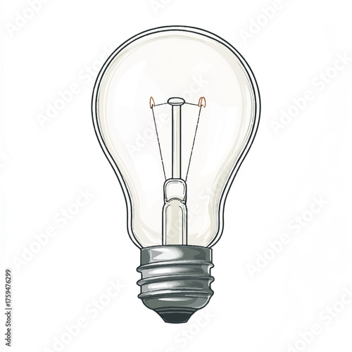  Illuminating light bulb vintage style drawing focused on details.