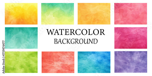 Set of pastel color watercolor background, vector colorful watercolor backgrounds for business card or flyer template.