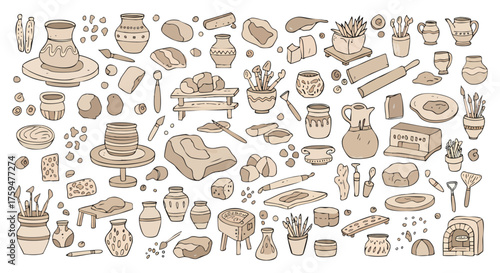 Traditional Pottery Making and Ceramic Art Equipment Collection