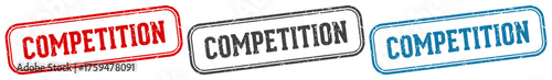 competition stamp. competition rectangular stamp set isolated on white background